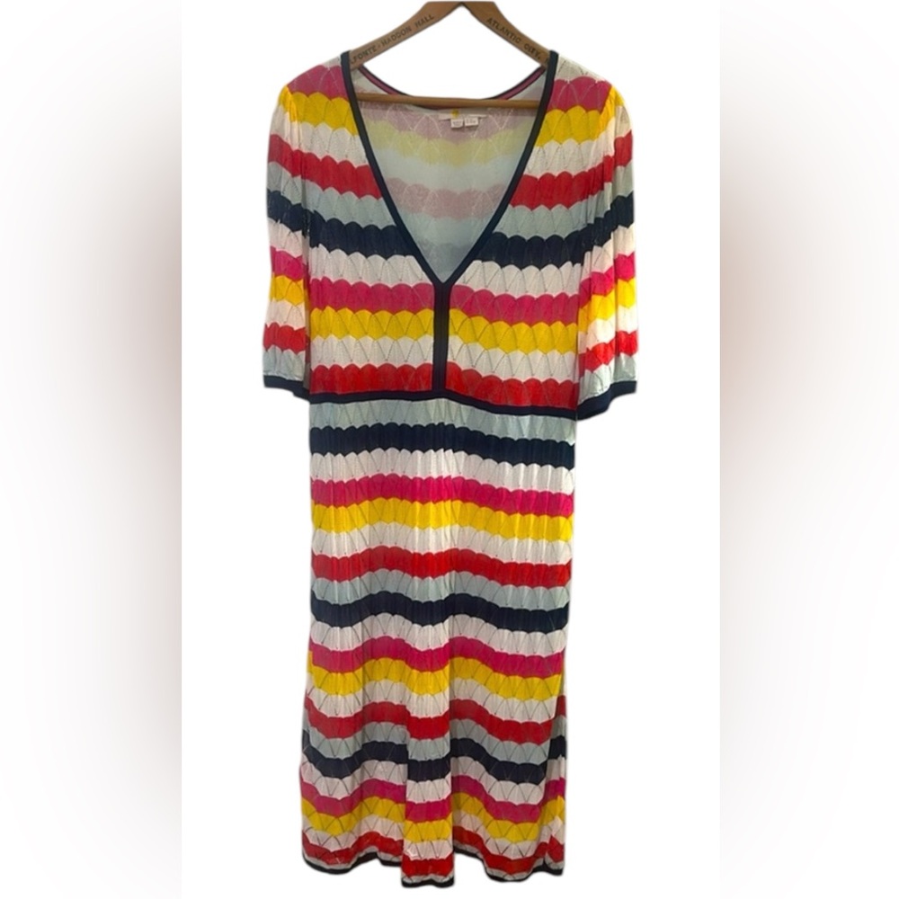 Boden Anthropologie 16 XL Timeless Fun Stripes Dress STRETCHY Knit MIDI Fun